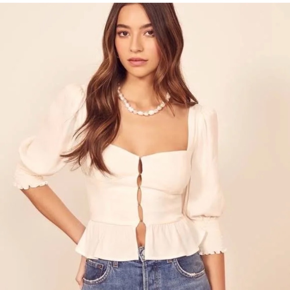 Reformation Dallas Top in Ivory